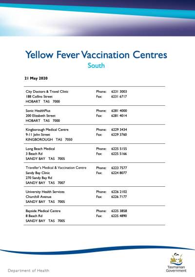 yellow-fever-vaccination-centres-tasmanian-department-of-health